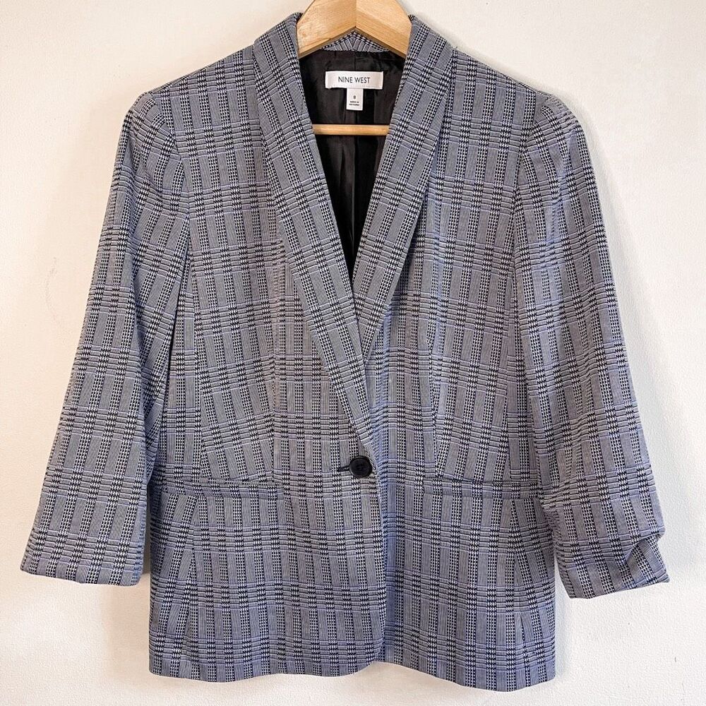 Nine West Plaid Blazer Size 8